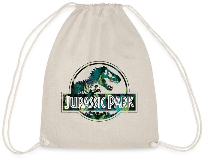 Jurassic Park Logo Met T-Rex Bladeren Ontwerp Gymtas