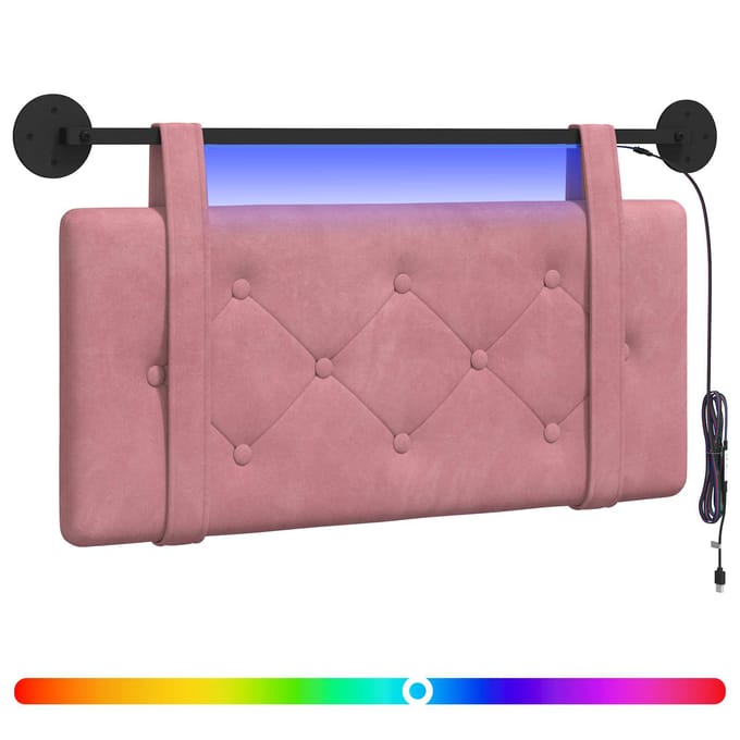 vidaXL - Hangend - hoofdbord - Met - LED-verlichting - Roze - Fluweel