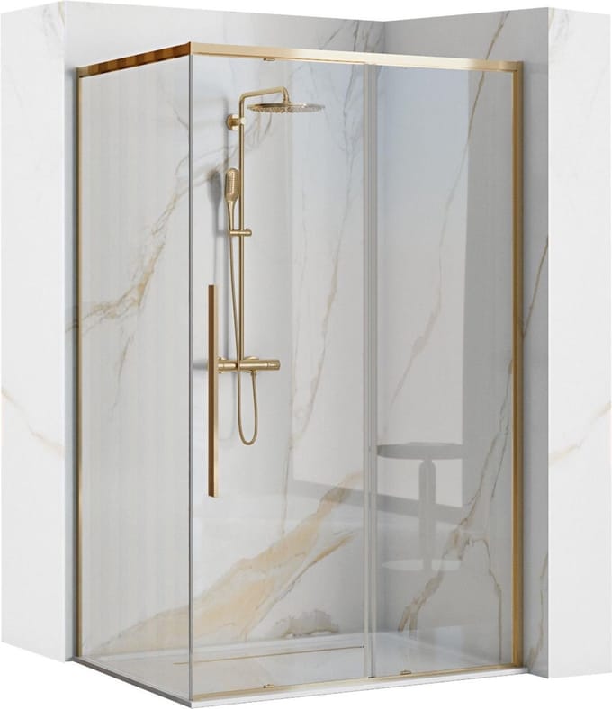 Rea Solar Gold 90X120 - 195 cm - Douchecabine - Rechthoek - Goud