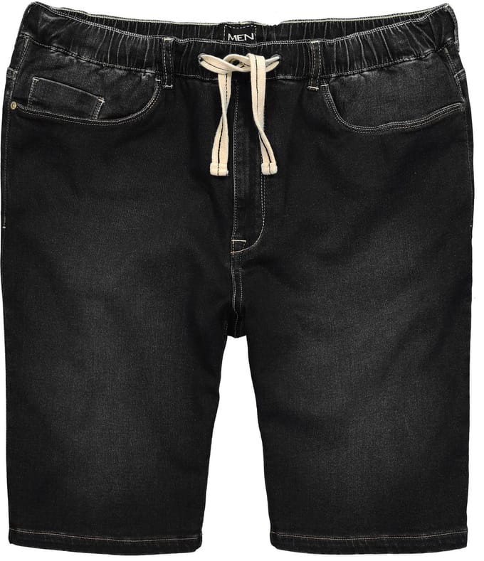 Men Plus - Heren - Superstretch jeansbermuda - Zwart - Maat 4XL
