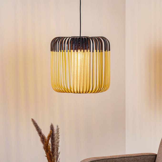 Forestier hanglamp Bamboo M, Ø 45 cm, zwart