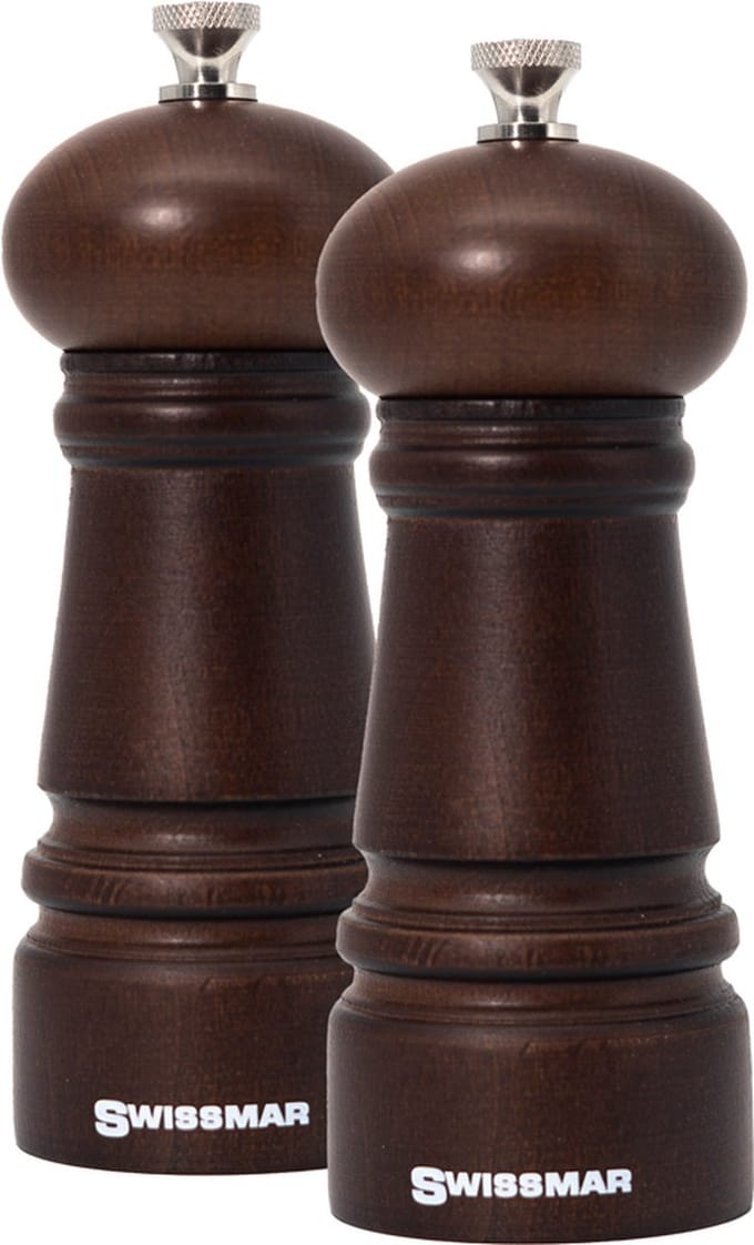 Swissmar Manor - Peper- en Zoutmolen Set - Beukenhout - Donkerbruin - 14cm - Instelbare Maalgraad