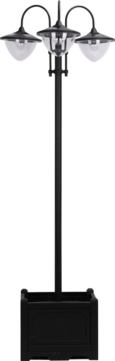 Outsunny - Lantaarn - met Bloempotvoet - 3-Kops - Waterdicht - Zwart