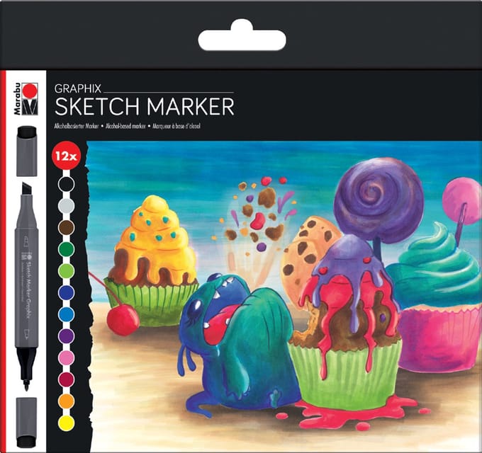 Marabu Sketch-Marker Graphix "SUGARHOLIC", doos met 12