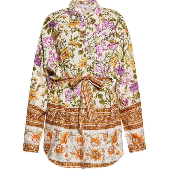 usha Blouse Dames Wol Wit Veelkleurig