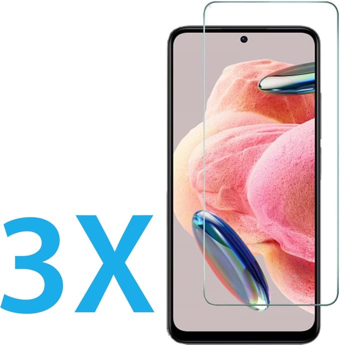 Glasplaatje Geschikt voor: Xiaomi Redmi 12 - 3x Screenprotector - screen protector - glas - bescherm - beschermglas