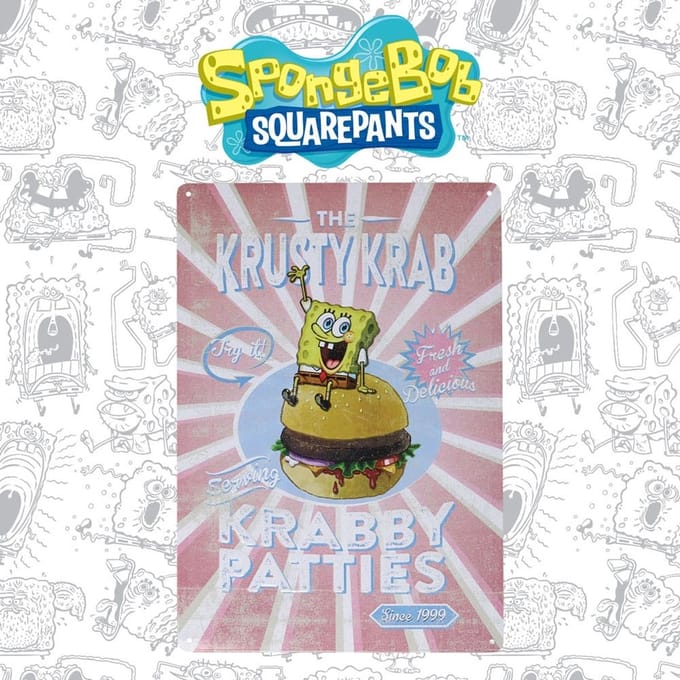 FaNaTtik SpongeBob Tin Sign Krusty Krab Tin signs
