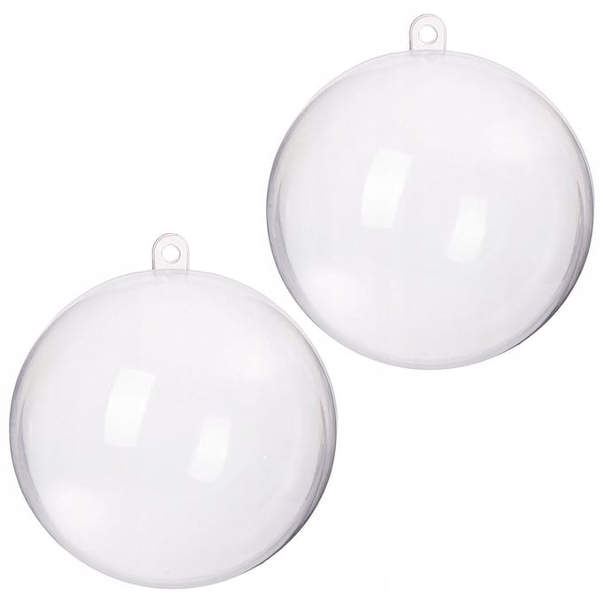 2x Acryl Kerstballen Transparant 6cm - Idee voor Decoupage & Knutselen