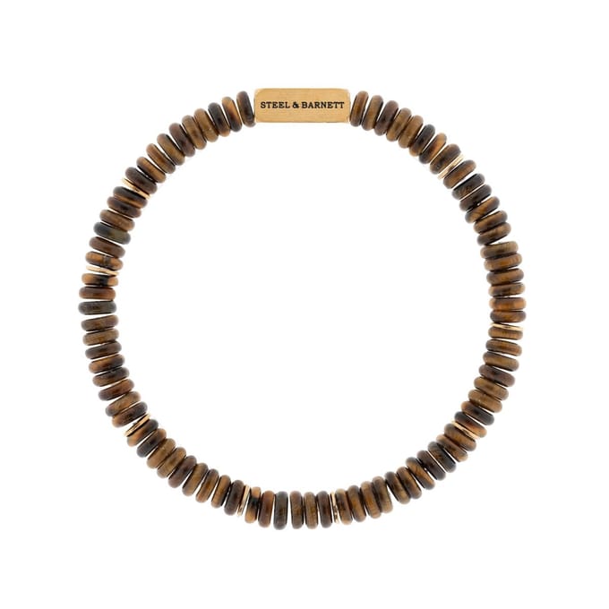 STEEL & BARNETT - Kralenarmband Heren - Tijgeroog - Maat M