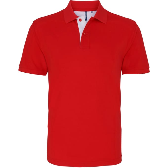 Asquith & Fox Heren Klassieke Pasvorm Contrast Poloshirt (Rood/wit)