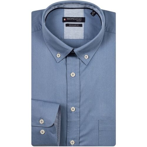 Giordano Overhemd Ivy Soft Washed Twill Uni Color Button-Down Soft Blue / male