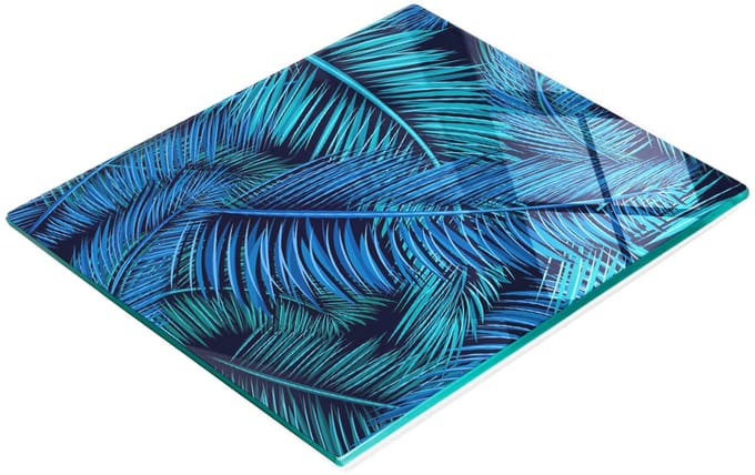 Keukenplank van gehard glas met decoratieve palmbladeren, 60x52 cm