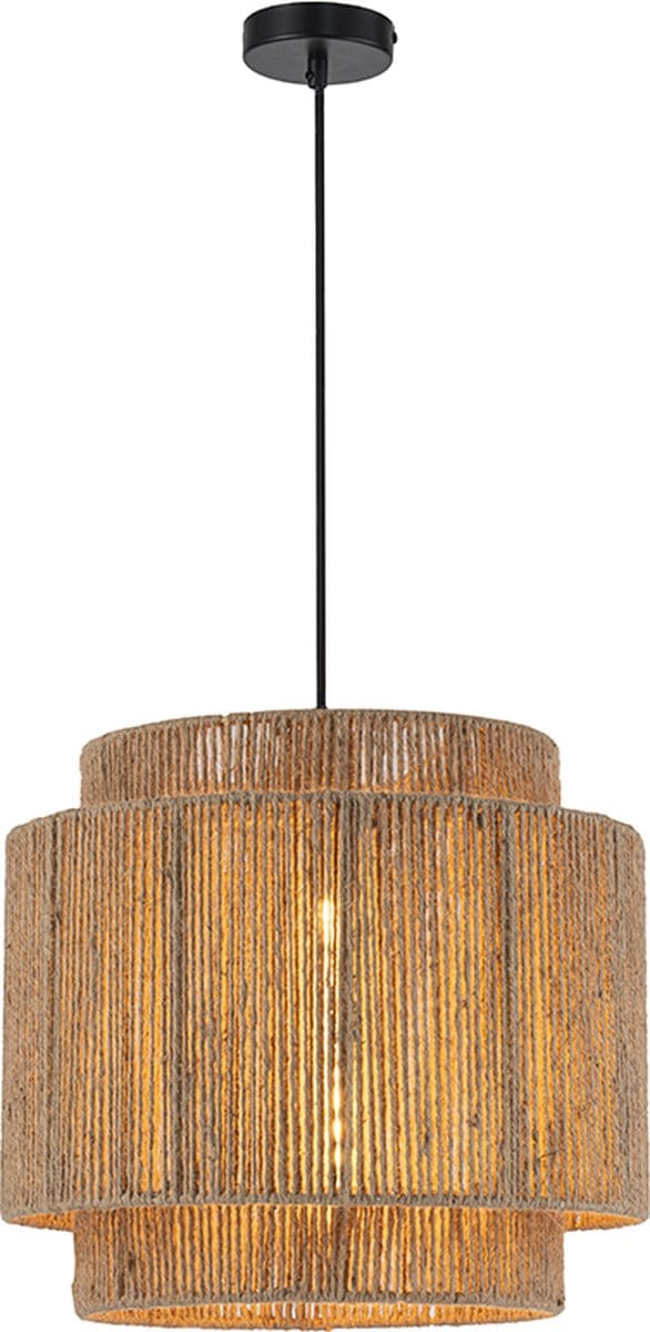 Olucia - SANNY - Hanglamp - Bruin / Zwart - Vorm: Rond