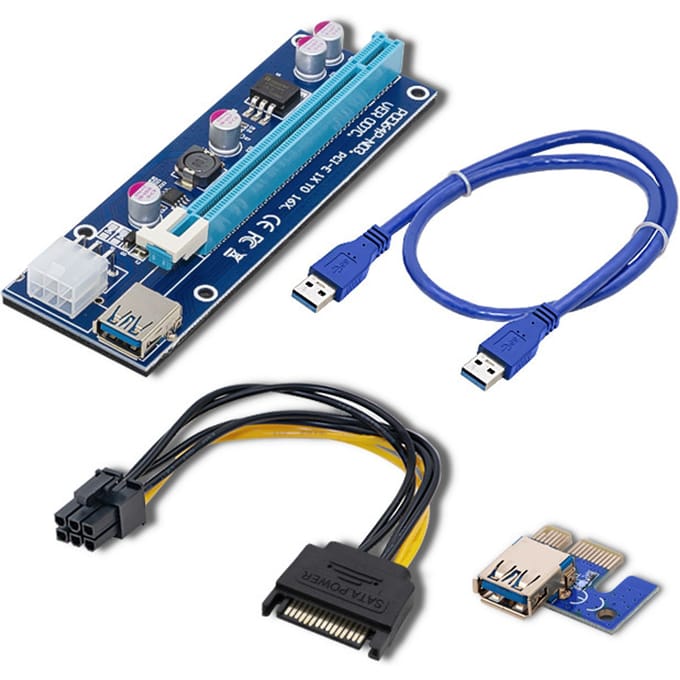 Qoltec Riser PCI-E 1x - 16x |   USB 3.0 |   ver. 007C |   SATA / PCI-E 6-pins