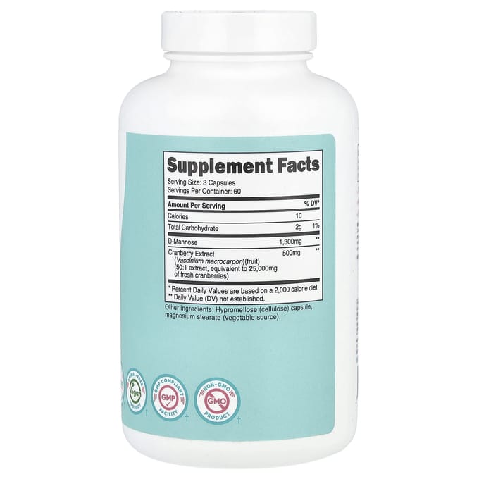 Nutricost, femmes, d-mannose avec extrait de cranberry, 180 gélules