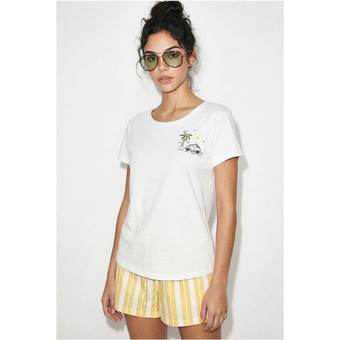 Geborduurd T-shirt met ronde hals