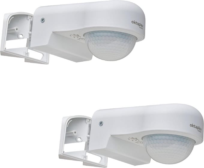 Set van 2 Buiten Bewegingsmelder - 240° Infrarood Sensor met 10m Bereik en Hoekbevestiging