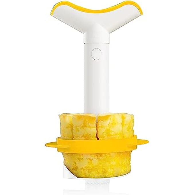 Vacu Vin Ananassnijder & Partjessnijder 2-in-1 – Ananas Schiller en Ontkerner – Wit/Geel