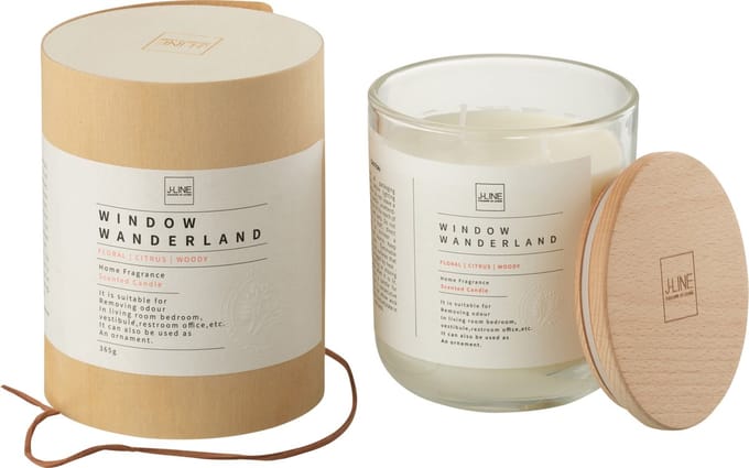 J-Line geurkaars Rond - Window Wanderland - glas - transparant - large - 66U
