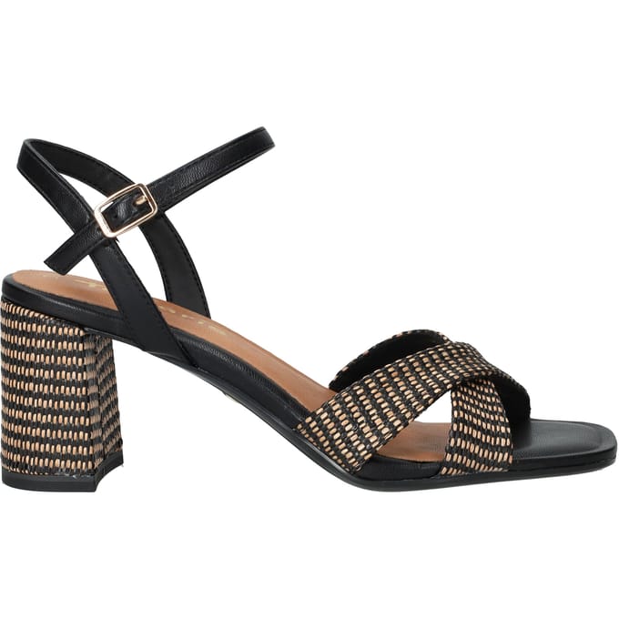 Tamaris Sandalen met hak zwart Textiel - Maat 36