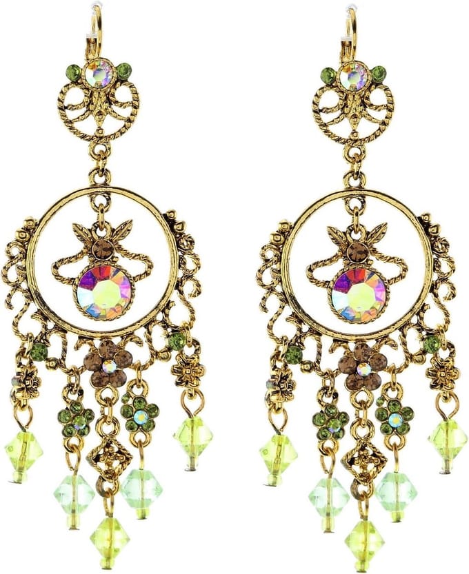 Behave - Oorhangers dames - Goudkleur groen - Fantasy boho stijl