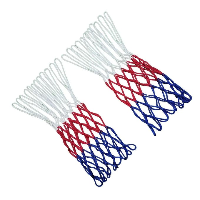 2 Stuks Basketbalnet Vervanging Heavy Duty 12 Lussen Regenbestendig Zonwerend voor Alle Weersomstandigheden Wit Rood white