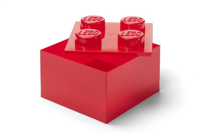 LEGO Storage Brick 4 Top Lid Translucent Red