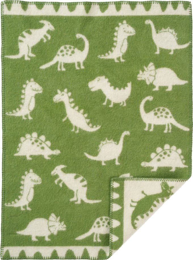 Klippan - wollen wiegdeken - 100% lamswol -Dino- groen- 65-90cm