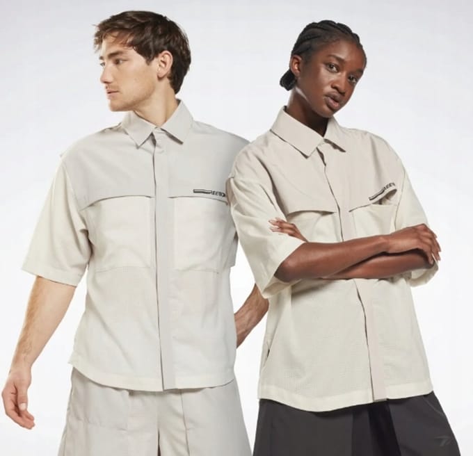 Reebok Serie - Beige Overhemd - Korte Mouw - Unisex