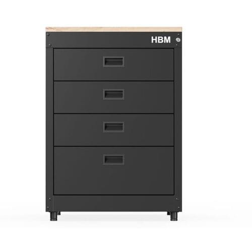 HBM ladenkast 71 cm, 4 laden, zwart