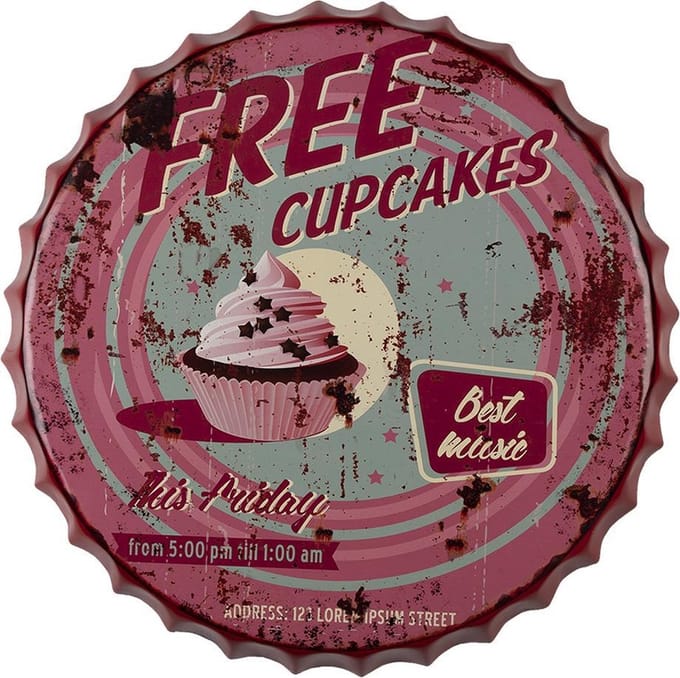 Clayre & Eef Tekstbord Ø 50 cm Roze IJzer