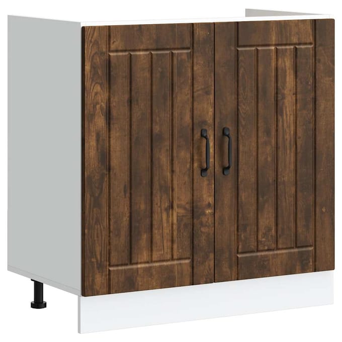 vidaXL - Spoelbakonderkast - Lucca - bewerkt - hout - gerookt - eikenkleurig