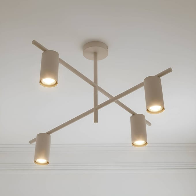 Lindby - plafondlamp - 4lichts - IJzer - H: 40 cm - GU10 - beige