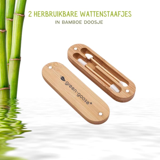 Herbruikbare wattenstaafjes - Herbruikbare wattenstokjes - Herbruikbare oorstaafjes -  Zwart