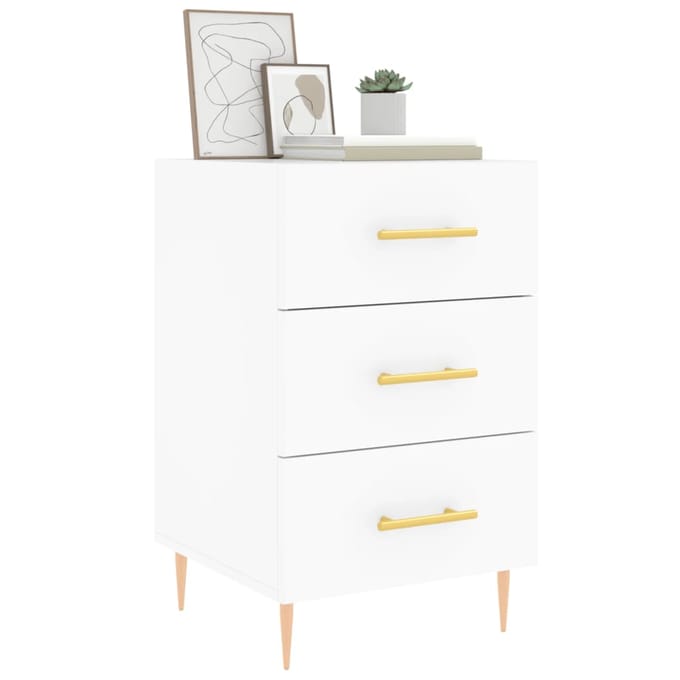 vidaXL - Nachtkastje - 40x40x66 - cm - bewerkt - hout - wit