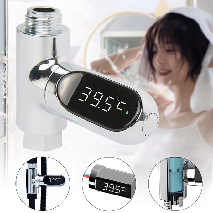 Thermomètre de douche à affichage LED, rotatif à 360 °, moniteur de température de l'eau, compteur intelligent d'énergie, fournitures de salle de bains 5°-85° white