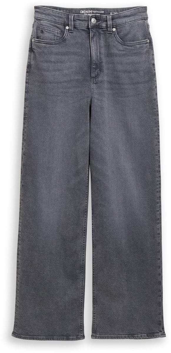 Tom Tailor Denim - TTLINOU WIDE jeans met hoge taille - Maat S/32 - used mid stone grey denim