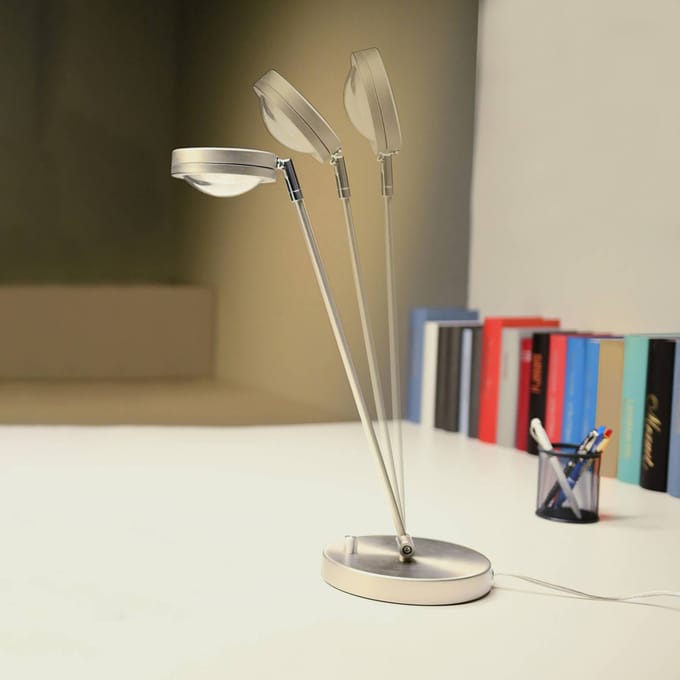 MEGATRON Ottica LED tafellamp met dimmer, titanium