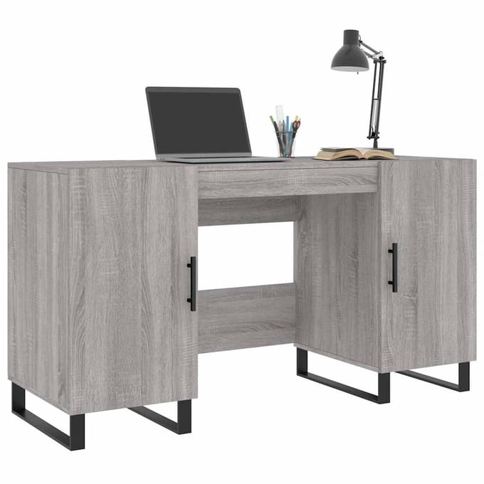 vidaXL - Bureau - 140x50x75 - cm - bewerkt - hout - grijs - sonoma - eikenkleurig
