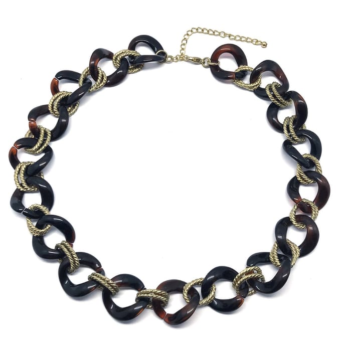 Behave - Schakelketting bruin met goudkleur - Mode ketting 50 cm