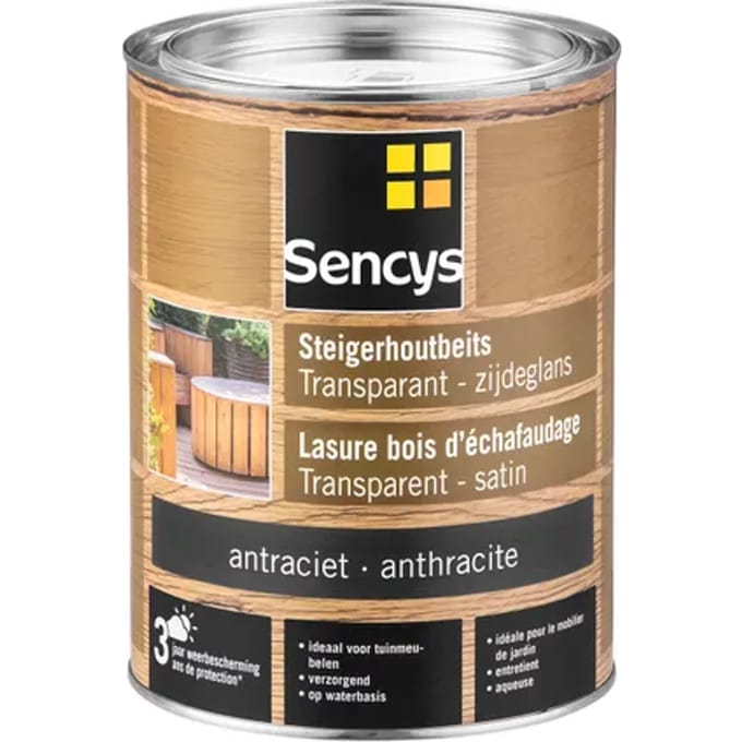 Sencys Steigerhoutbeits Transparant Antraciet 2,5l