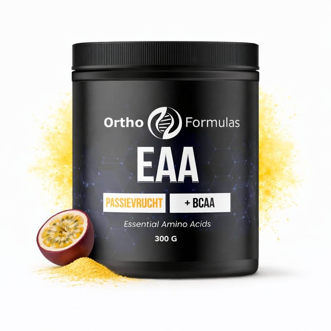 BCAA + EAA Poeder – Essentiële Aminozuren Compleet – Ortho Formulas – Passievrucht – 300 g – 23 Servings