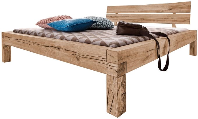 MASSIVMOEBEL24.DE bed BALKENMÖBEL #213 beige massief hout 200 x 200 cm
