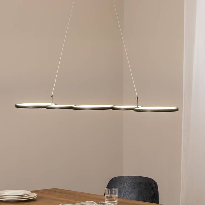 Milagro Lighting LED hanglamp Olympia, metaal, zwart, 4.000 K
