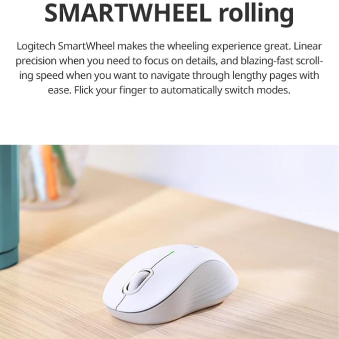 Logitech M550 Draadloze Bluetooth Muis voor Zakelijk, Thuis, Kantoor, Geluidsarme Laptop, Desktop Computer, Muis Medium wit