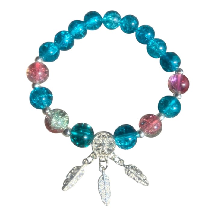 armband blue feather.