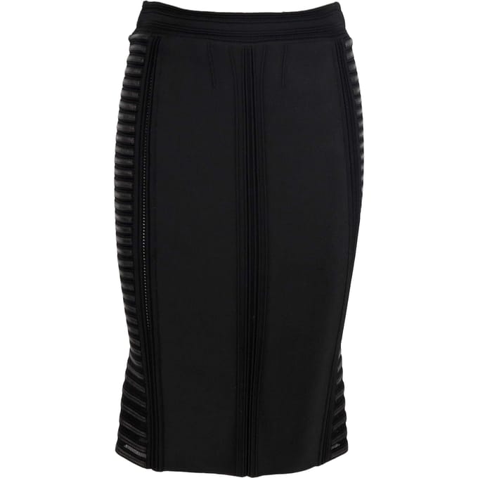 Roberto Cavalli Stretch Midi Rok met Gevoerde Details - '10s