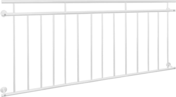 Frans balkon 90 x 184 cm, met 14 vulstaven, wit, gepoedercoat staal