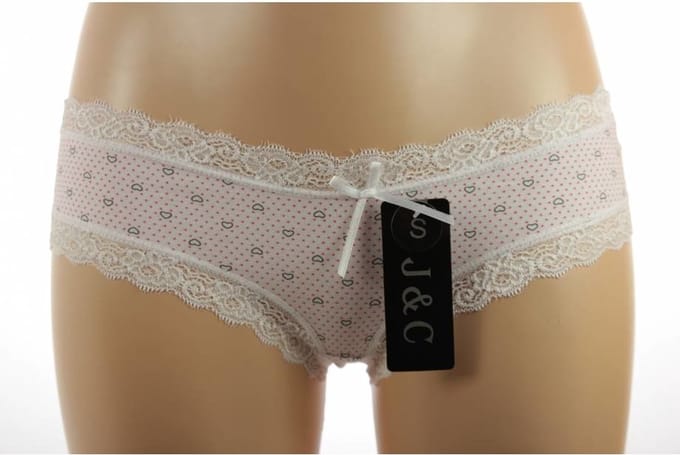 J&C string / hipster katoen Spikkel - Wit / L