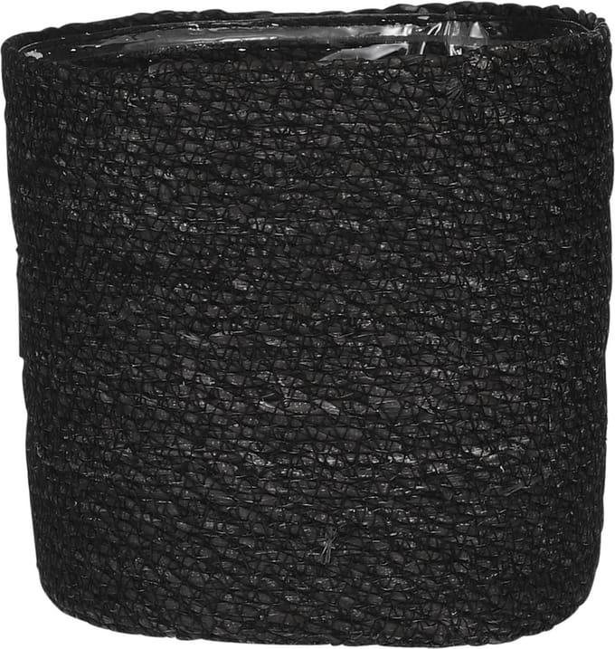 Mica Decorations Bloempot - rotan - zwart - jute - 18 x 18 cm - plastic binnenkant
